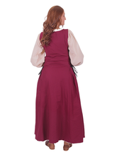 MIRANDA Cotton Burgundy - XV-XVI Century Inspired, Sleeveless Medieval Viking Renaissance Women's Over Dress